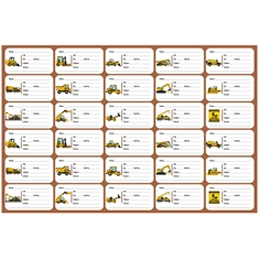 Construction Theme School Name Stickers